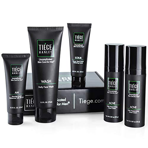Tiege Hanley | Acne System Level 2 | Dermatologist Recommended Formula: Face Wash, AM Moisturizer with SPF20, Exfoliating Scrub and 1.6% Salicylic Acid Cream 2X | Uncomplicated Skin Care for Men