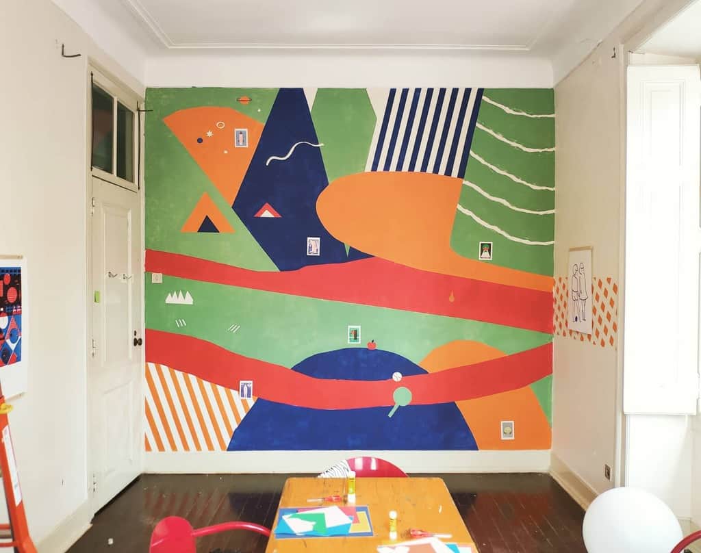 abstract wall mural kids room 