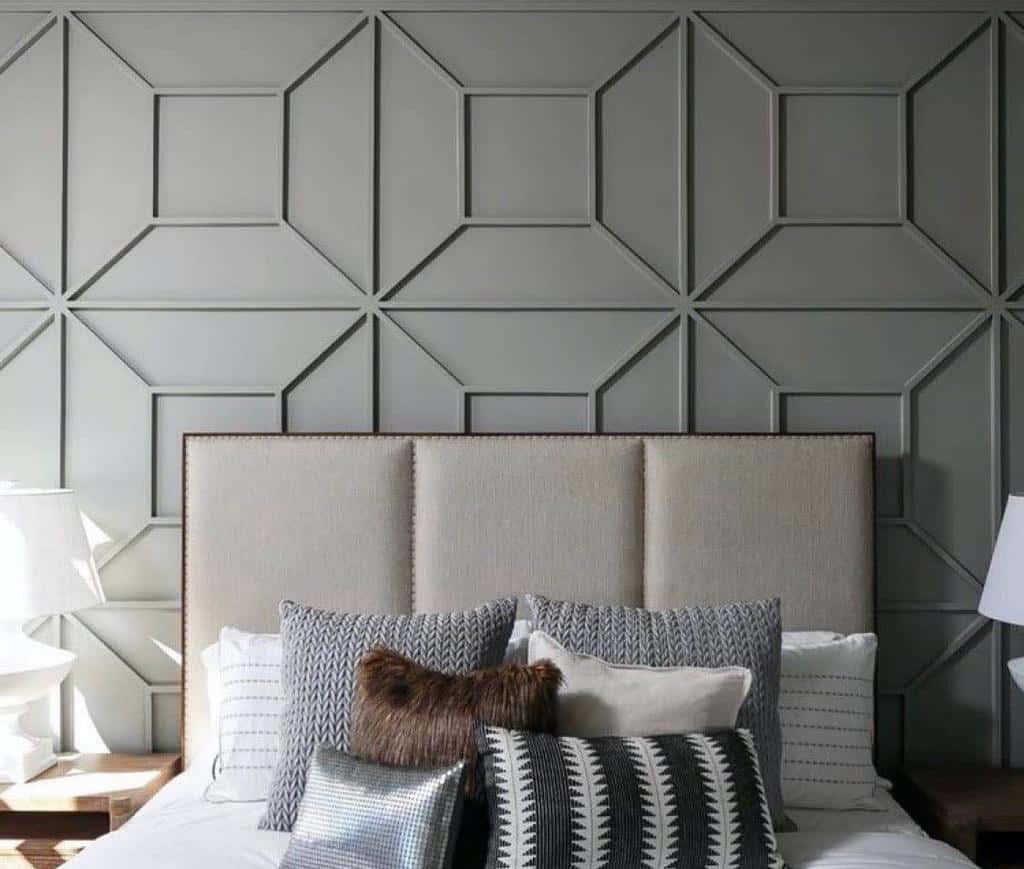 bedroom textured gray wall paneling