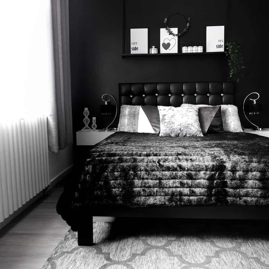 black and white bedroom 