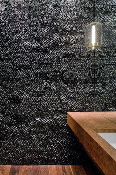 Black Pebble Tile Stones Interior Textured Wall Design