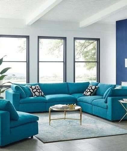 blue sofa living room