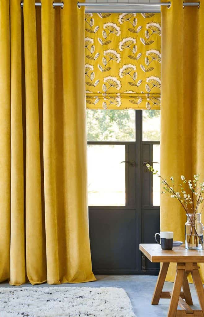 yellow curtains in living room