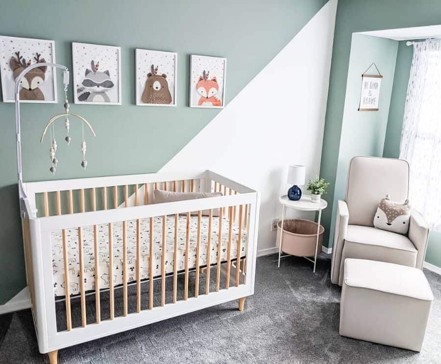 baby boy's room with animal prints