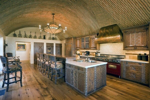 Brick Rustic Kitchen Ceiling Design Ideas