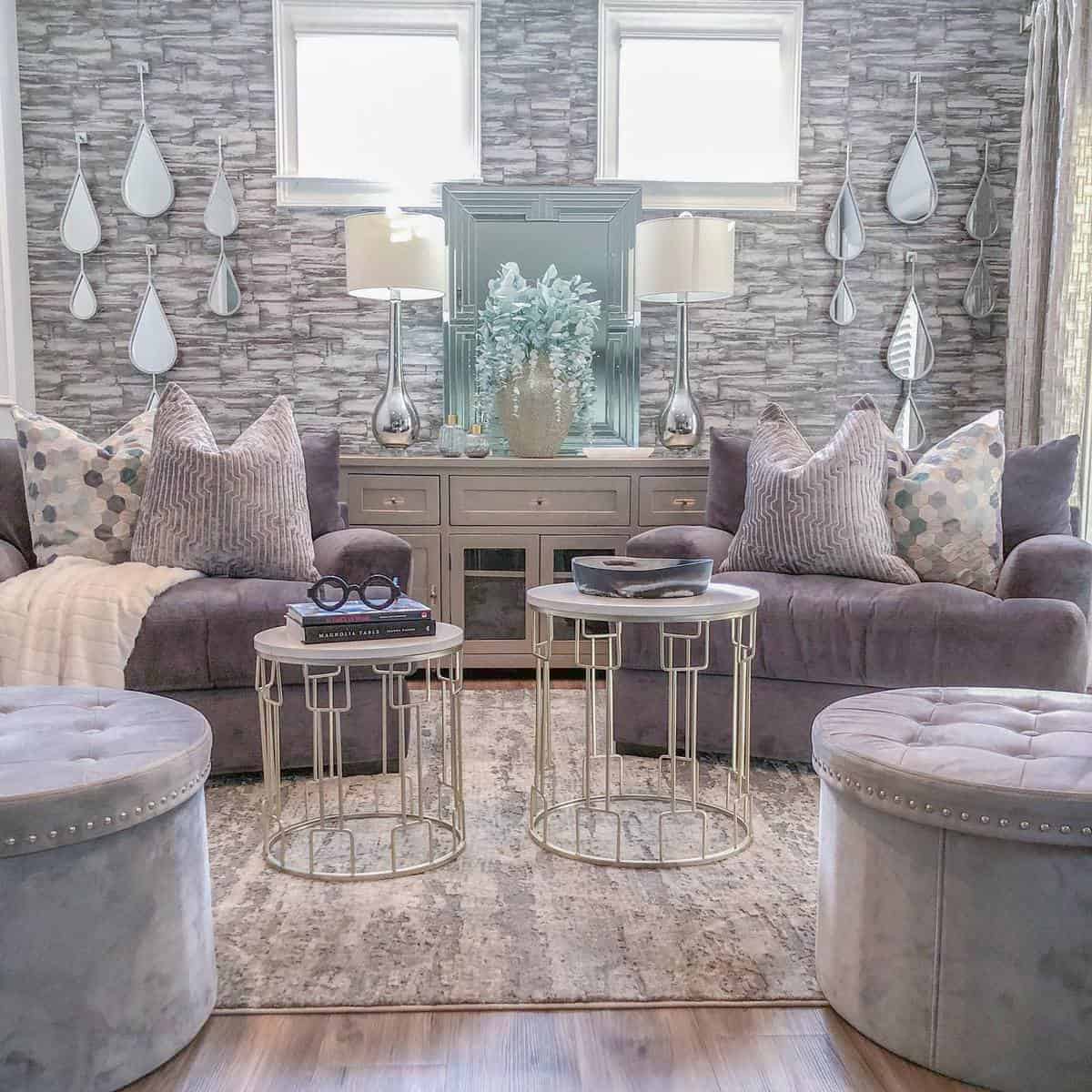 country living room gray sofa