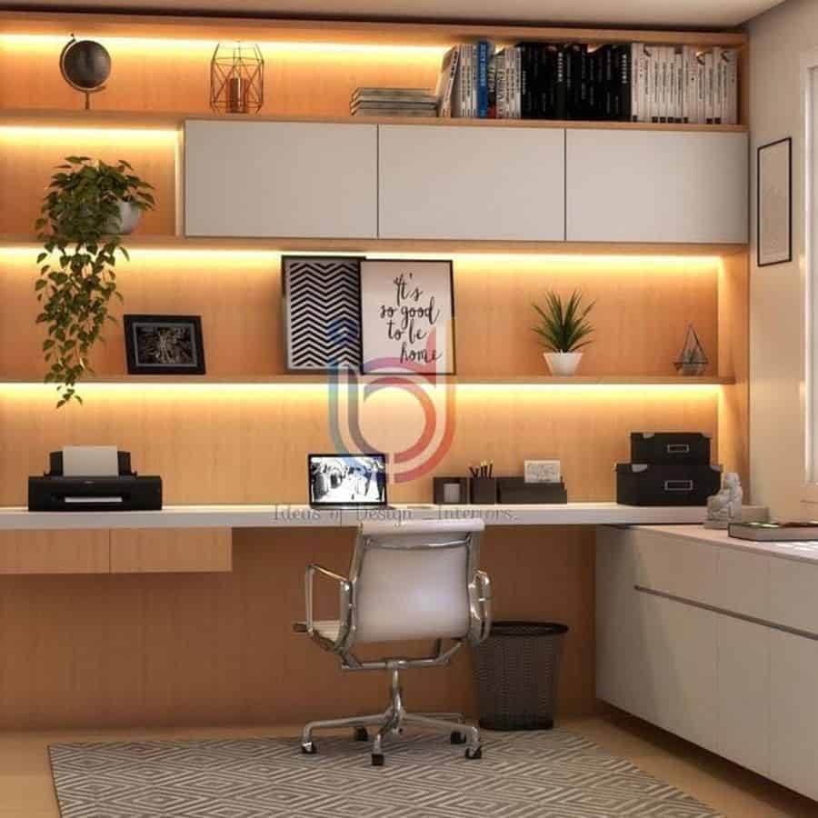 home office built in storage rug