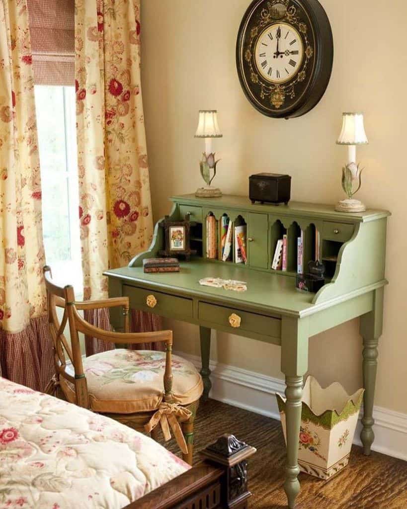 vintage green desk vanity 