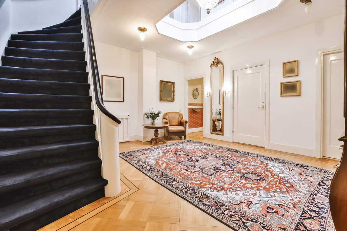gray carpet stairs large floor rug