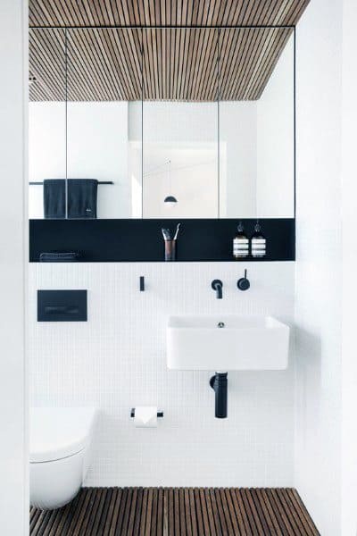 modern minimalist bathroom wood floor