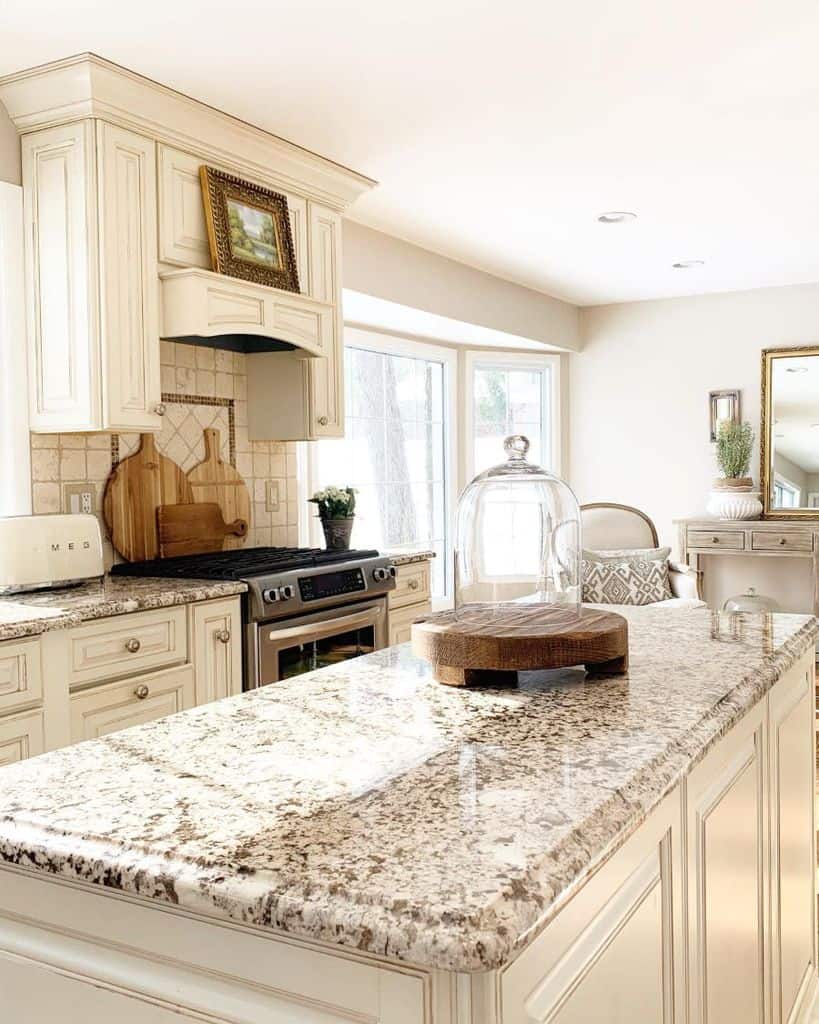 classic white kitchen marble countertop white cabinets 