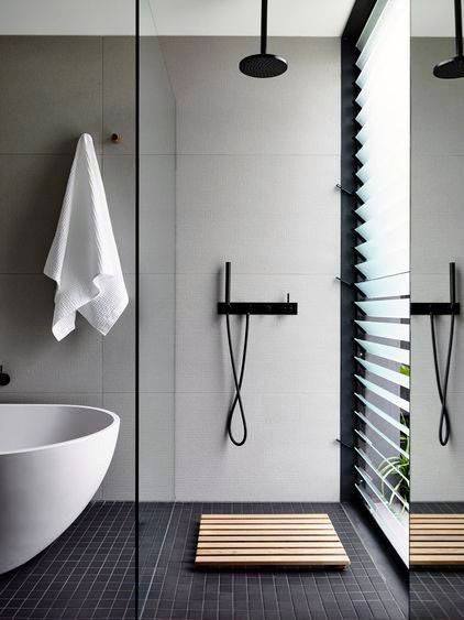 luxury modern bathroom with shower and tub