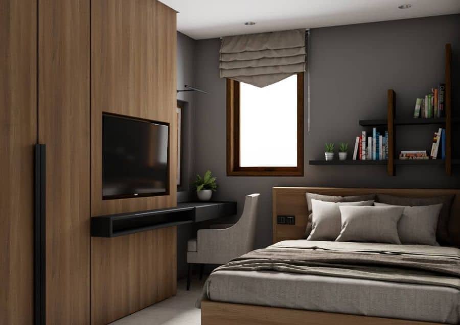contemporary small bedroom ideas with wood accents 