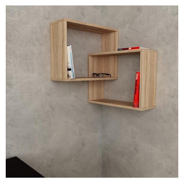 square wood box wall shelves 