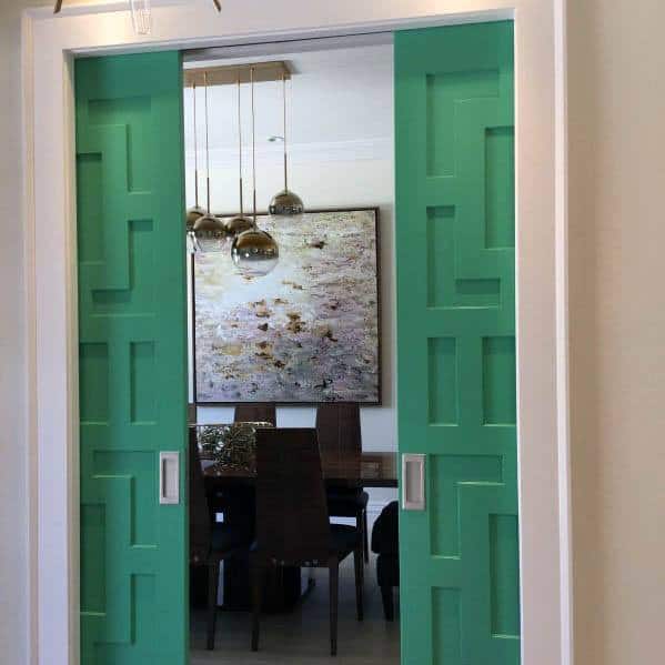 Cool Pattern Wood Green Pocket Door