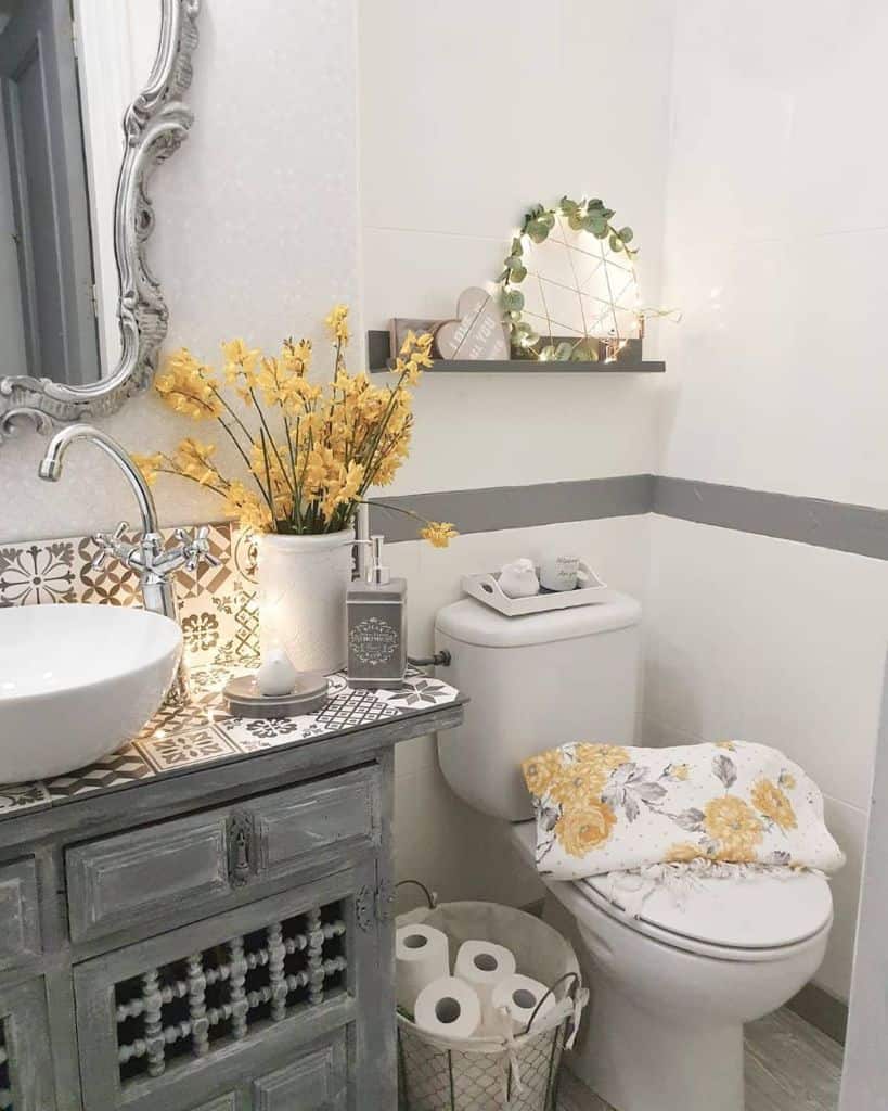 country chic bathroom silver accents