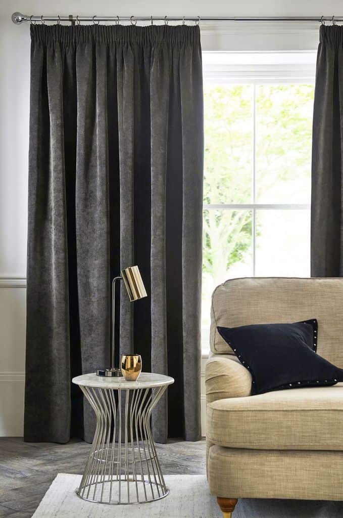 dark gray curtains in living room