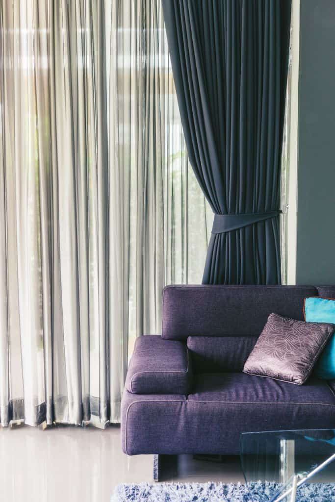 navy blue curtains in living room