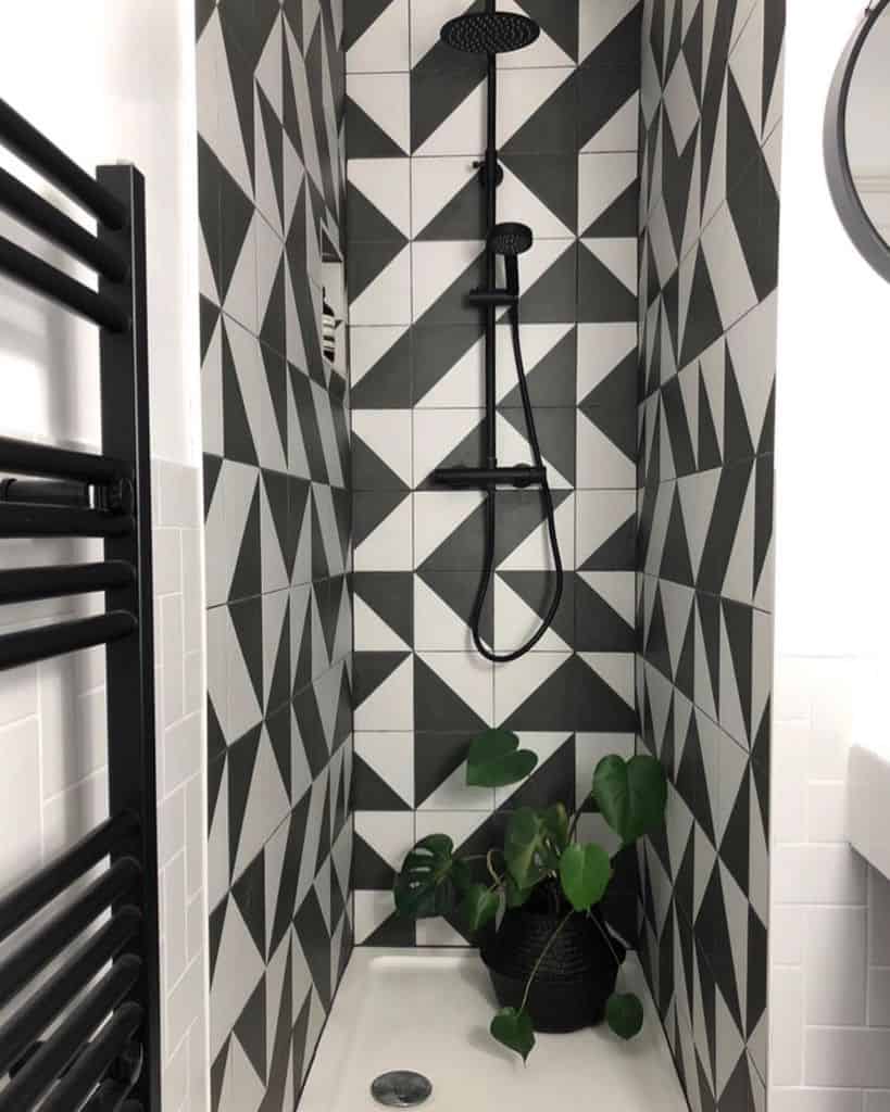 black and white shower tiles 