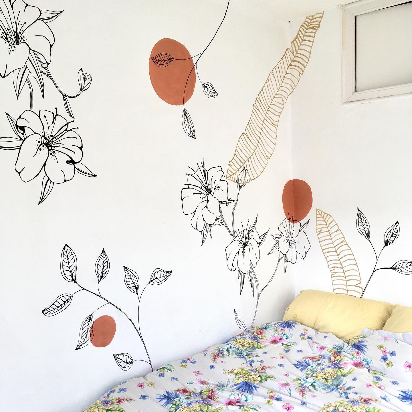 floral wall art bedroom 