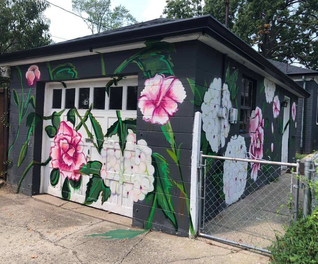 pink and white roses wall mural garage 