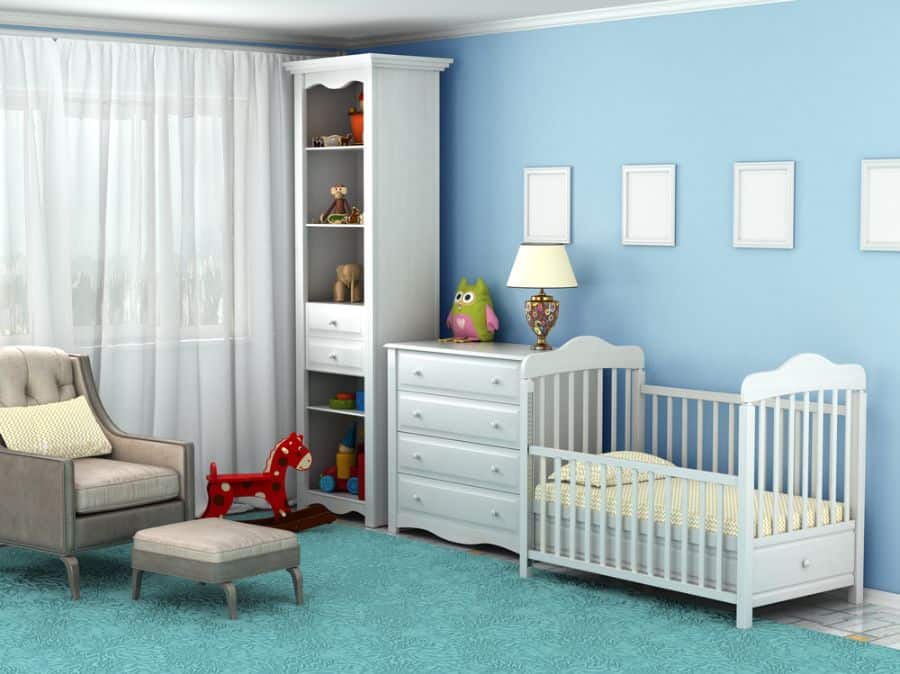 blue themed baby room