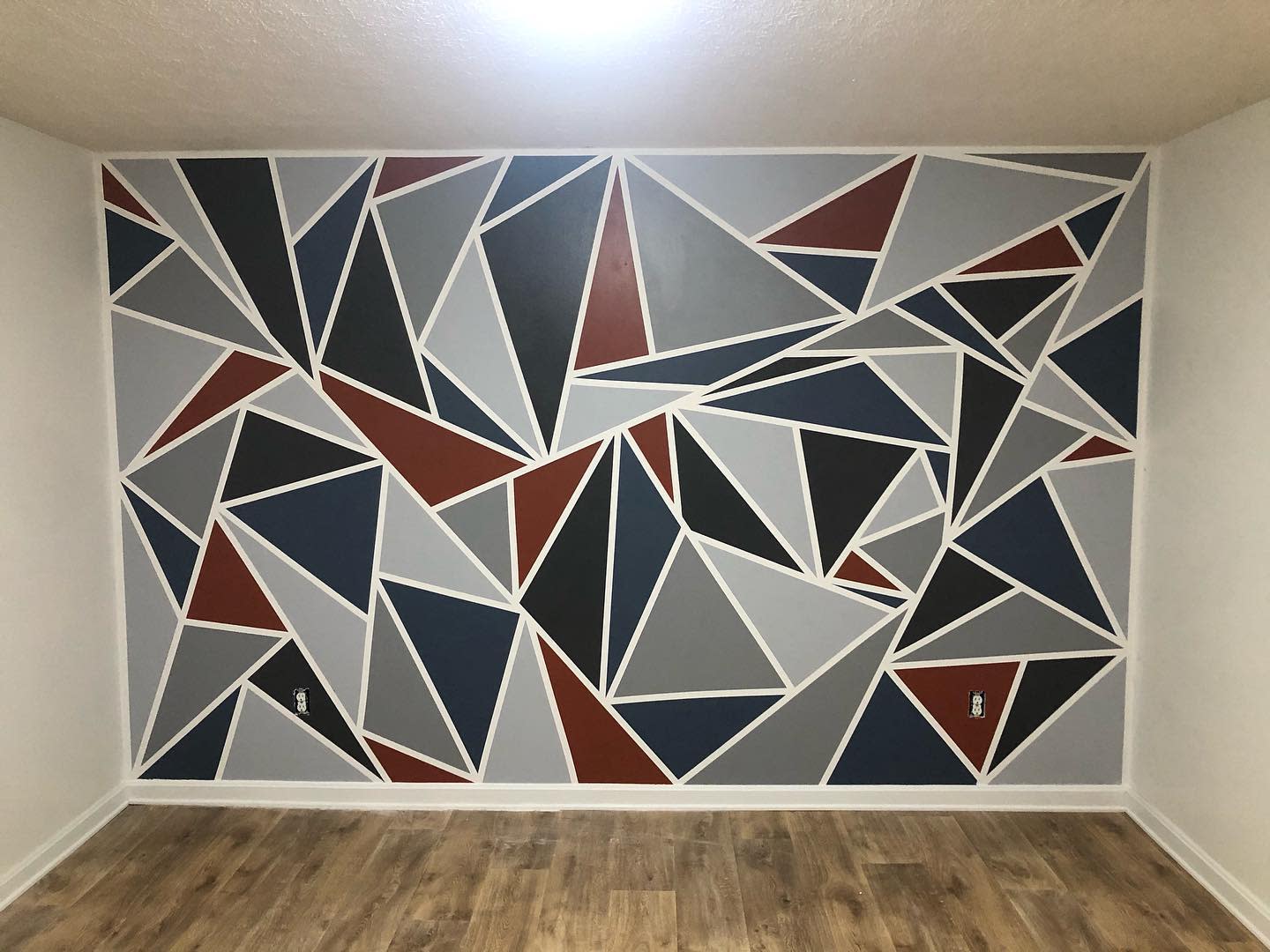feature wall with geometric art design 