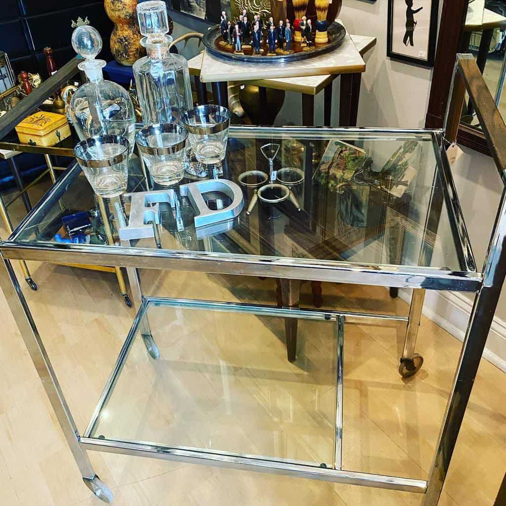 sophisticated silver bar cart