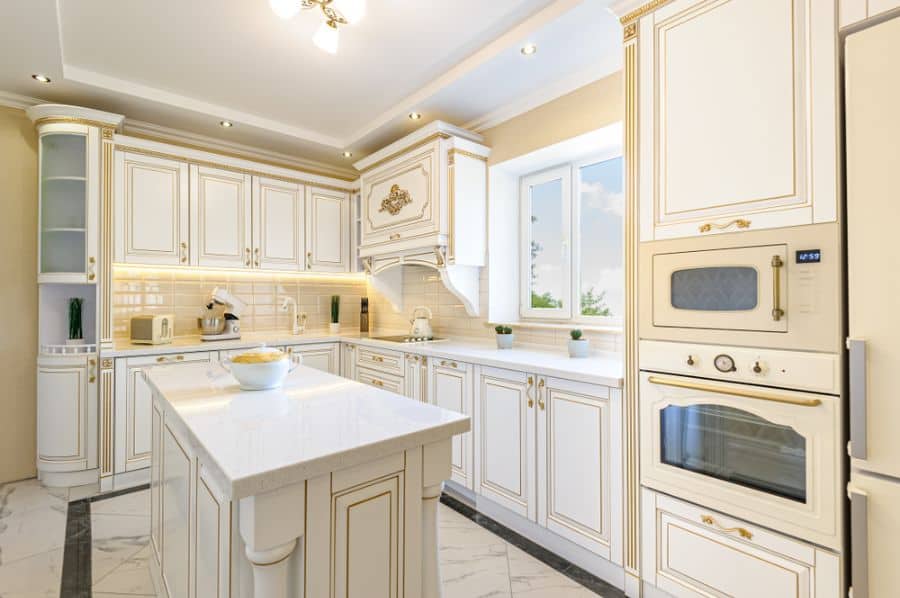 gold accent french country kitchen