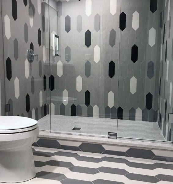 monochrome bathroom tile pattern