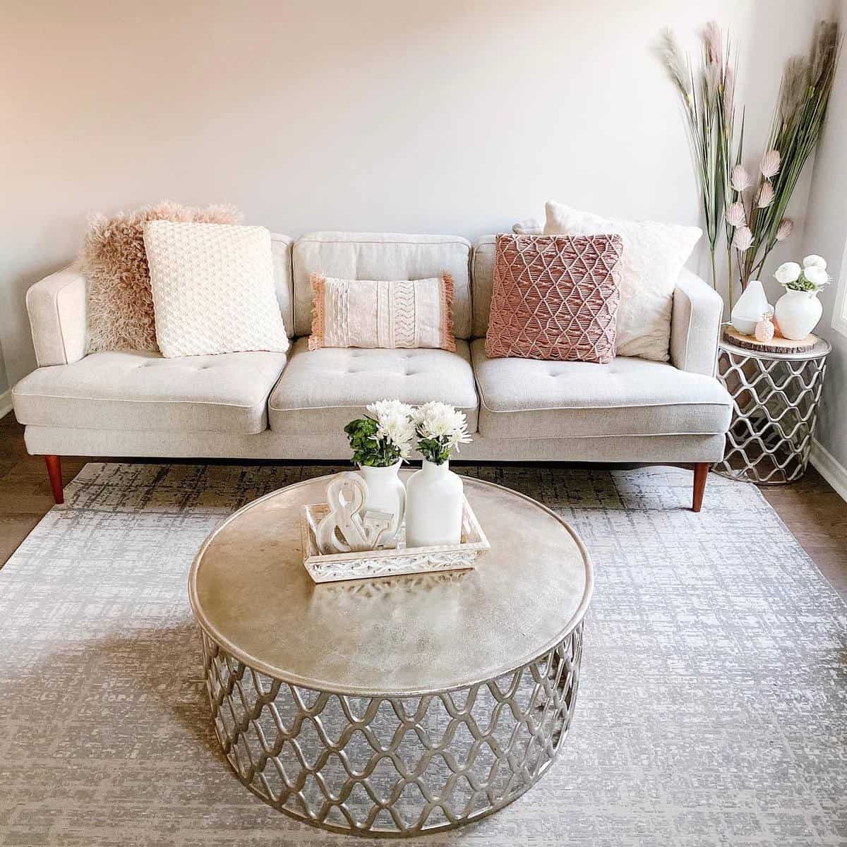 rustic living room gray sofa 