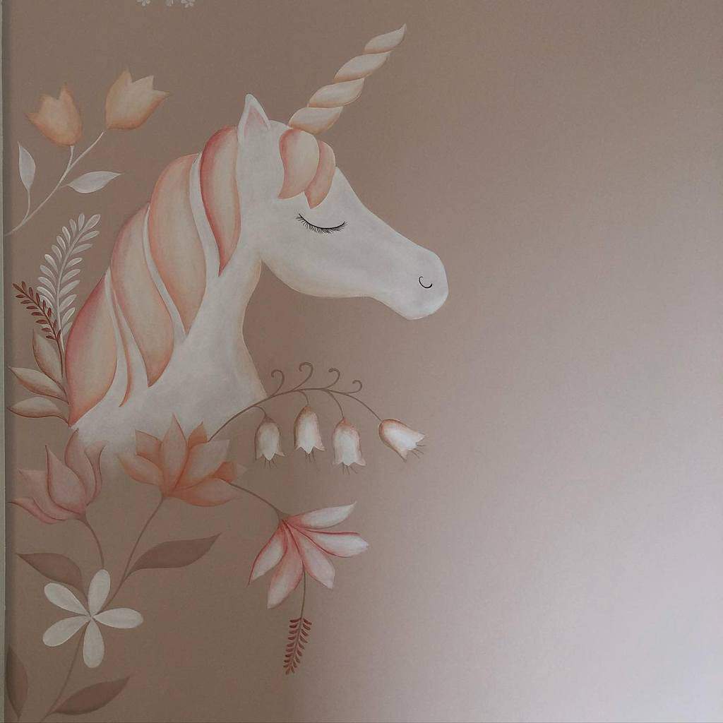 hand painted unicorn wall mural 