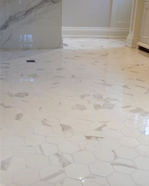 white marble bathroom floor tiles