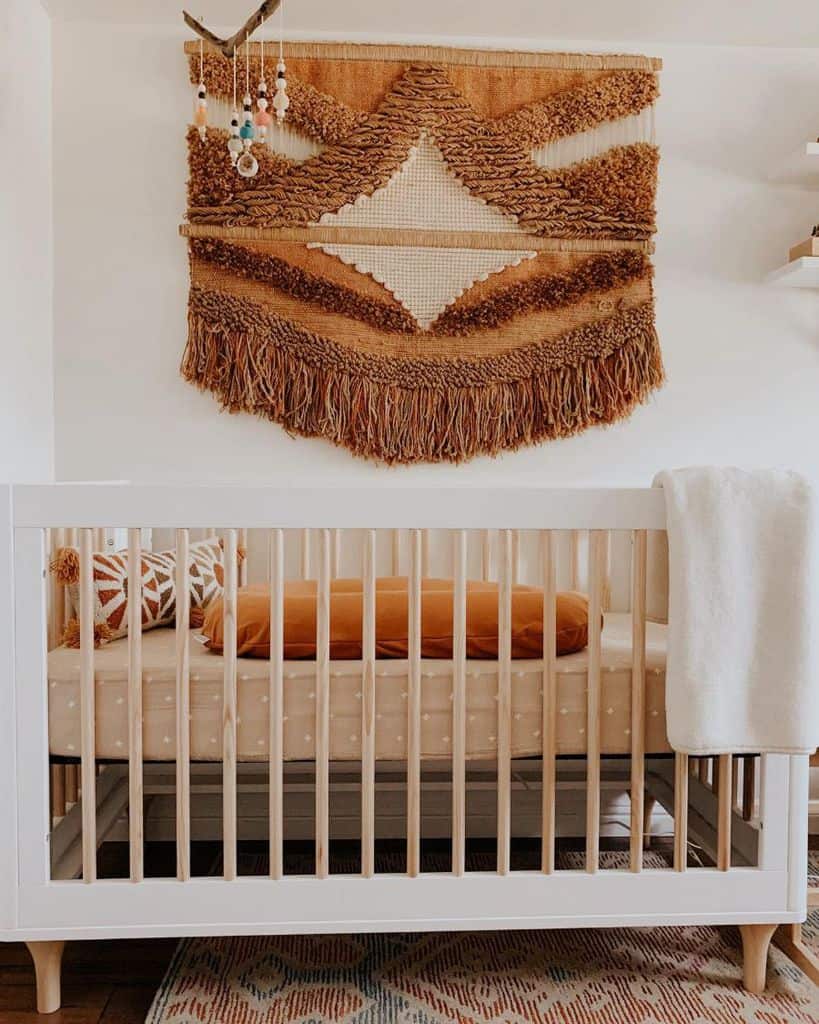 kids boho room crib macrame tapestry