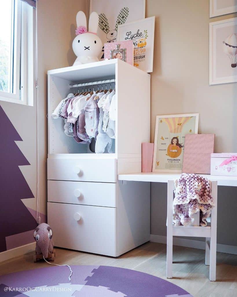 kids room tall storage cupboard small built in table 