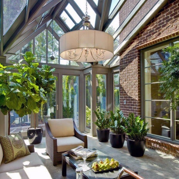 large sunroom modern house chandelier