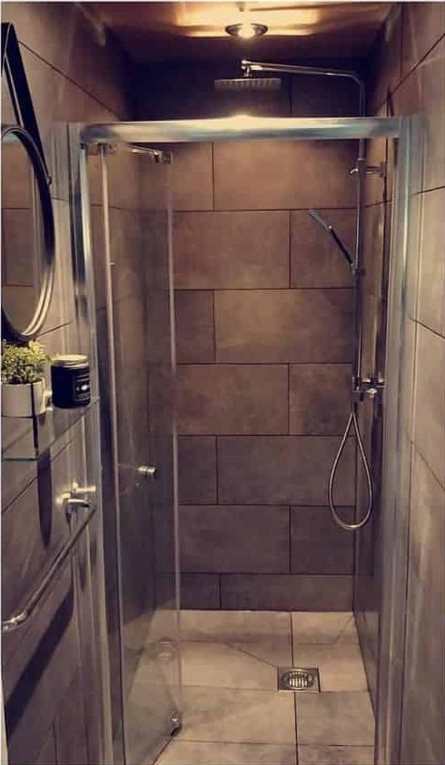 low ceiling small shower 