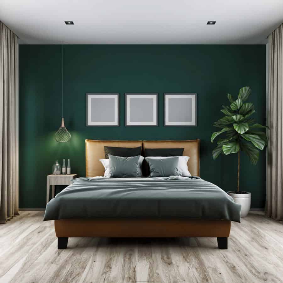 luxury simple green bedroom plants framed wall art