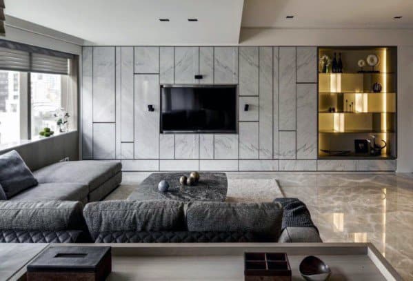 Luxury Marble Tile Ideas For Television Wall