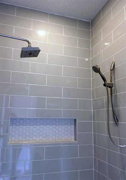 grey tiled shower