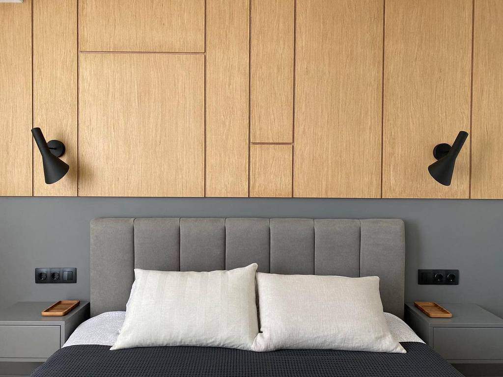 wood paneling modern bedroom 