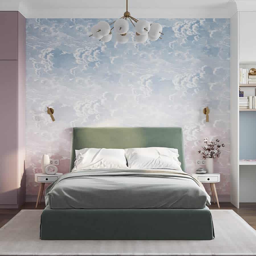 sky wall mural modern bedroom