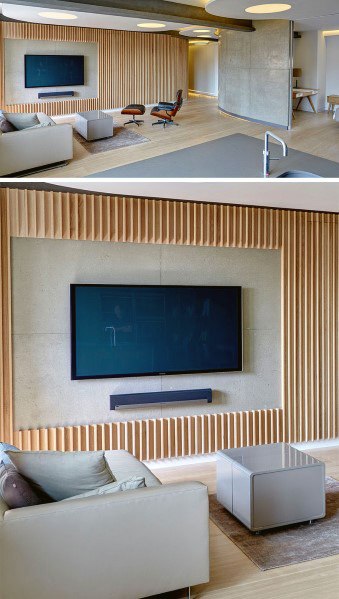Natural Wood Slats Vertical Modern Design Ideas For Television Wall