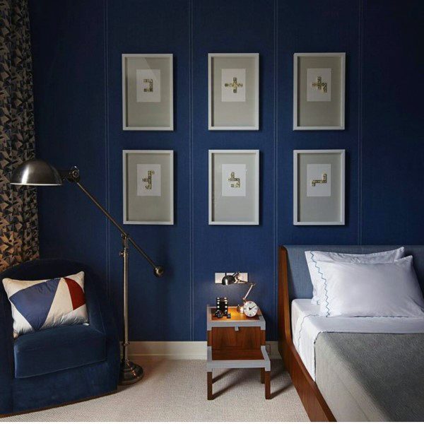 blue wall vintage bedroom steel floor lamp 