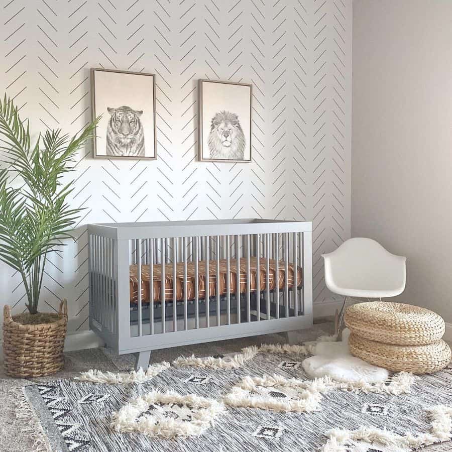 rug and crib in baby's room
