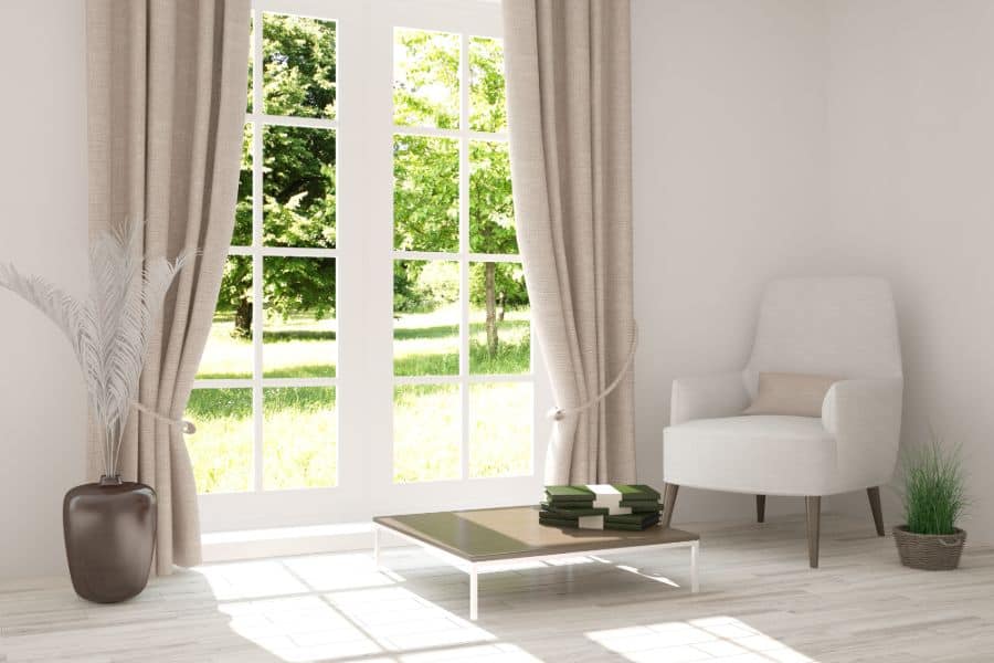 neutral muted color white living room curtains