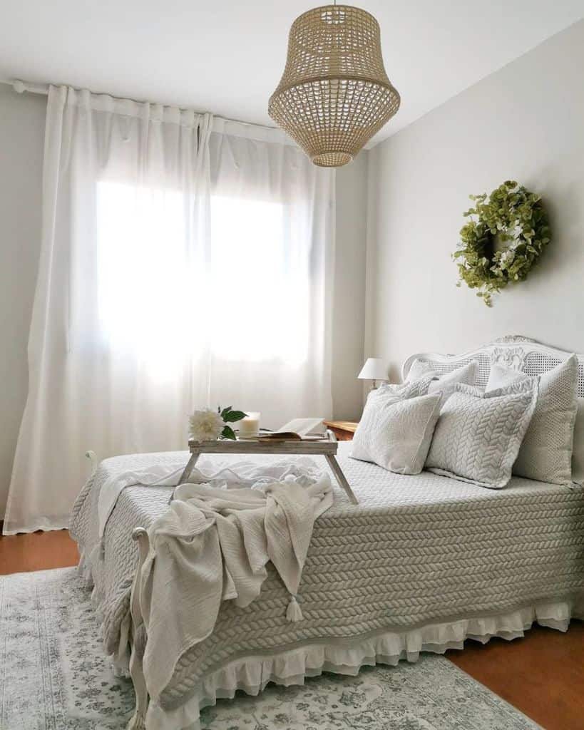 white vintage bedroom wall wreath