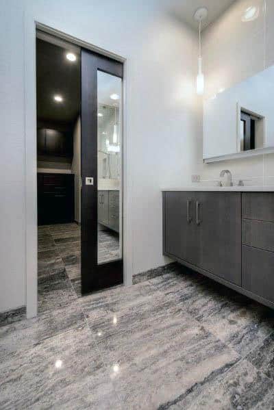 Nice Pocket Door Interior Ideas With Mirror Bathroom