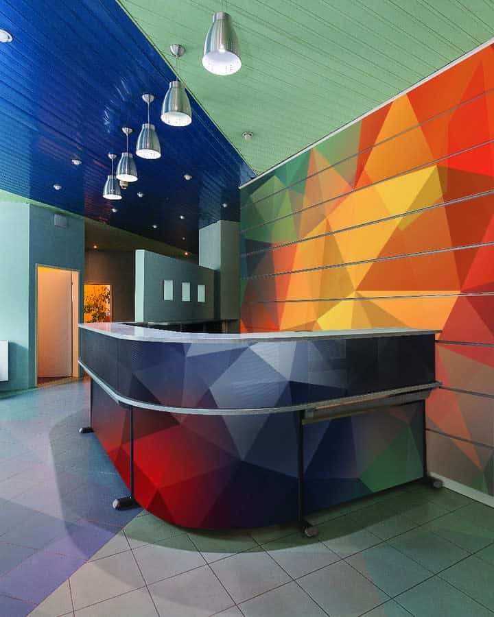 bright color walls office foyer pendant track lighting 