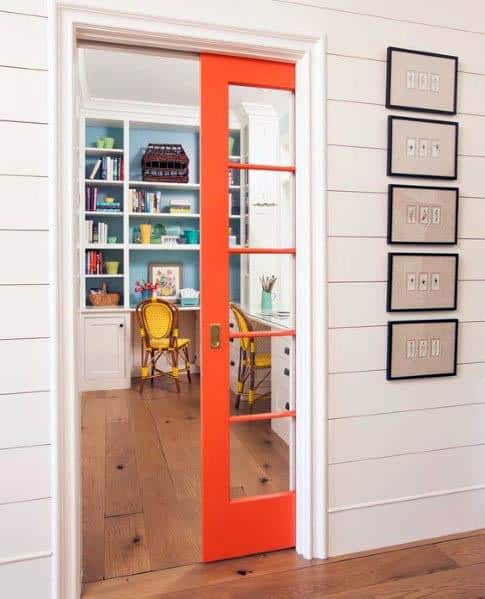 Orange Office Pocket Door Interior Design